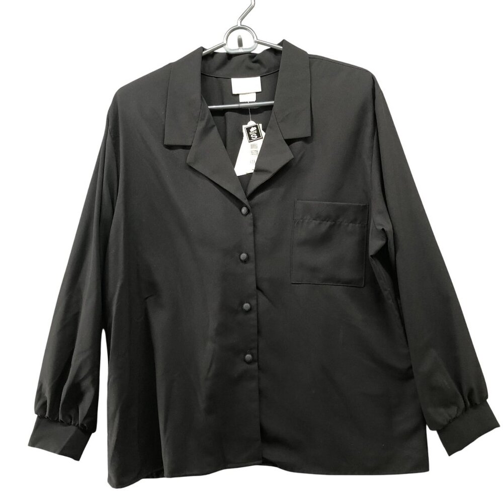 NWT‎ Vintage Jessica Scott Long Sleeve Blouse Women S 80s 90s Black Collared
